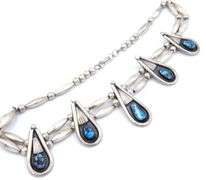 Vintage 925 sterling silver tear drop turquoise necklace