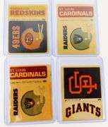 4 Fleer 1972 Football Peel-Off Team Stickers