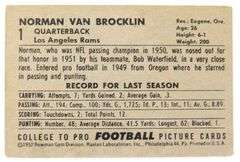 Scarce 1952 Norm Van Brocklin Bowman Football Card