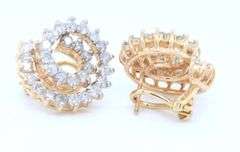 14kt Yellow gold 2.58ctw diamond swirl earrings