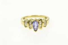 10K Yellow Gold Marquise Tanzanite Diamond Engagement Ring
