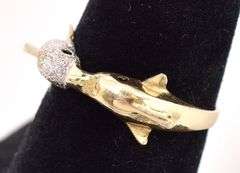 Heart Warming 14K Two-Tone Gold Kissing Dolphin Ring