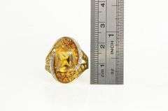 10K Yellow Gold Oval Citrine Diamond Pave Citrine Swirl Ring