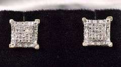 Darling Approx. 0.15CTW Diamond Cluster Square Earrings in 14K Yellow Gold