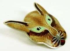 Fabulous Signed Sterling Enameled Cat Brooch