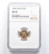 MS70 1996 $5 American Gold Eagle 1/10 Oz Gold NGC