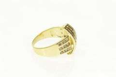 14K Yellow Gold 0.58 Ctw Diamond Wavy Channel Statement Ring