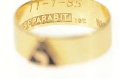 10K Yellow Gold Masonic Enamel Yod Symbol Men's Inscribed Ring
