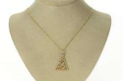 18K Yellow Gold 1.60 Ctw Pave Diamond Triangle Geometric Pendant