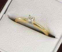 14K Yellow Gold 0.10 Ct Diamond Solitaire Classic Promise Ring