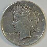 Scarce key date 1921 Peace Silver Dollar. First year issue