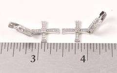 Immaculate Approx. 1.00CTW Diamond Cross Dangle Earrings in 14K White Gold