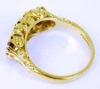 English 18K Garnets & Diamonds Ring, Size 5.5