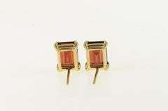 14K Yellow Gold Emerald Cut Solitaire Garnet Stud Earrings