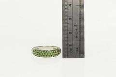 10K White Gold Pave Peridot Rounded Encrusted Band Ring