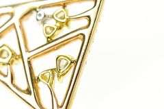 18K Yellow Gold 1.60 Ctw Pave Diamond Triangle Geometric Pendant