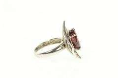 18K White Gold Tourmaline Diamond Squared Retro Cocktail Ring