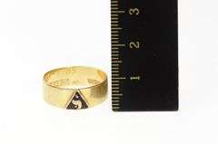 10K Yellow Gold Masonic Enamel Yod Symbol Men's Inscribed Ring