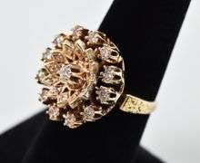 Vintage 14K Yellow Gold Diamond Explosion Ring