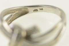 14K White Gold Diamond Bow Ribbon Vintage Statement Ring