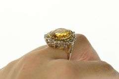18K Yellow Gold 1940's 18.34 Ctw Citrine Diamond Cocktail Ring