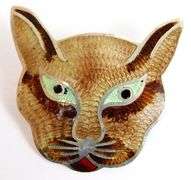 Fabulous Signed Sterling Enameled Cat Brooch