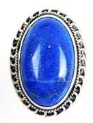 900 Silver Ring with Large Lapis Stone, Size 7