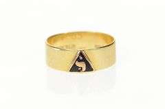 10K Yellow Gold Masonic Enamel Yod Symbol Men's Inscribed Ring