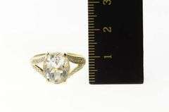 10K Yellow Gold Oval Cubic Zirconia Diamond Accent Statement Ring