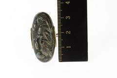 10K Yellow Gold Quail Cattail Scene Oval Domed Statement Ring