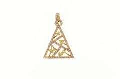 18K Yellow Gold 1.60 Ctw Pave Diamond Triangle Geometric Pendant