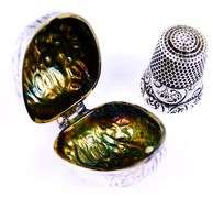 Unger Bros. Sterling Walnut Thimble Holder & Thimble