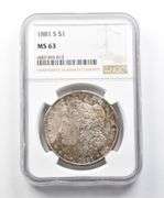 MS63 1881-S Morgan Silver Dollar NGC Great Contrast Beautifully Toned