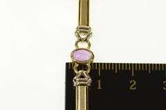 14K Yellow Gold Ornate Oval Amethyst Bar Link Statement Bracelet