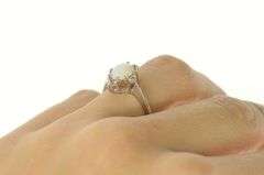 14K White Gold Natural Opal Diamond Accent Statement Ring