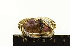 14K Yellow Gold Carved Tourmaline Cameo Diamond Swirl Pendant/Pin
