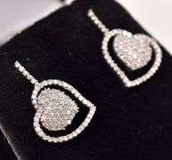 Astounding Approx. 0.54CTW Diamond Heart Earrings in 14K White Gold