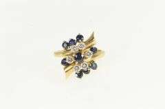 14K Yellow Gold 1.25 Ctw Sapphire Diamond Cluster Ring