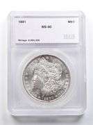 MS60 1891 Morgan Silver Dollar SEGS