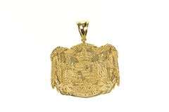 14K Yellow Gold Hawaiian State Wax Seal Ornate Embossed Pendant