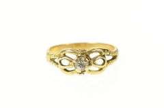 18K Yellow Gold Diamond Solitaire Retro Simple Promise Ring