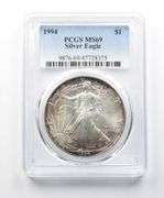 MS69 1994 American Silver Eagle PCGS Blue Peripheral Toning