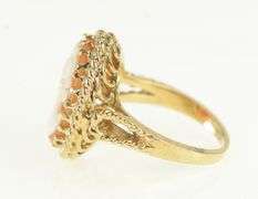 10K Yellow Gold Oval Carved Shell Cameo Vintage Ring