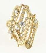 14K Yellow Gold 0.25Ctw Diamond CZ Geometric Abstract Ring