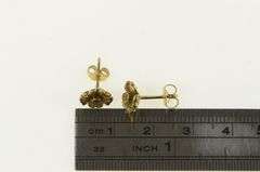14K Yellow Gold 3D Diamond Ornate Flower Vintage Stud Earrings