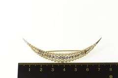14K Yellow Gold 0.81 Ctw Victorian Diamond Pearl Moon Pin/Brooch