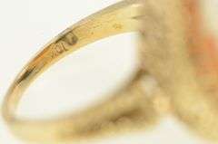 10K Yellow Gold Oval Carved Shell Cameo Vintage Ring