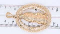 14kt Tri color virgin Mary religious pendant