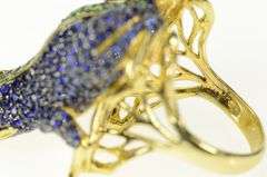 14K Yellow Gold Pave Sapphire Peridot Ruby Frog Statement Ring