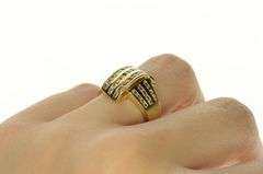 14K Yellow Gold 0.58 Ctw Diamond Wavy Channel Statement Ring